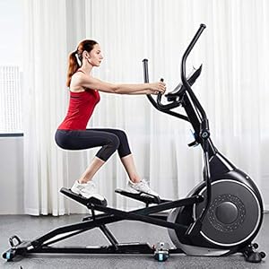 YAMMY Professional Mute Elliptical Cross Trainer, 32 Training Programs Cardio Home Office Fitness Workout Machine Suitable for All Ages Max User Weight 150 Kg