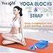 Yes4All Yoga Blocks and Strap Set – Yoga Foam Block 9x6x4 inch (Set of 2) and Yoga Strap with D-Ring – Yoga Blocks and Yoga Stretching Strap (Blue)