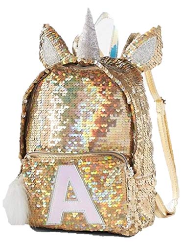 shimmer unicorn initial backpack