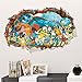 3D Cartoon Pocket Monster Pikachu Through Wall Stickers for Kids Rooms Wall Art Decals Decor Game Posters (20x28inch)