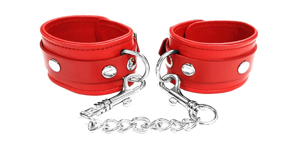 Genuine Leather Plain Red Ankle Cuff One Size