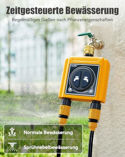 RAINPOINT WiFi 2 Way Watering Timer, Brass Inlet, Smart Watering Control Unit with App/Voice Control, Soil/Weather Humidity Based Irrigation for Lawn/Garden/Greenhouse