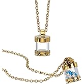 FINGERINSPIRE 2 Pcs Golden Glass Bottle Pendant 0.82x0.51inch DIY Necklace Making Kit 304 Stainless Steel 23.6 Inch Chain and Glass Wishing Bottle Pendants Ashes Holder Memorial Jewelry and DIY