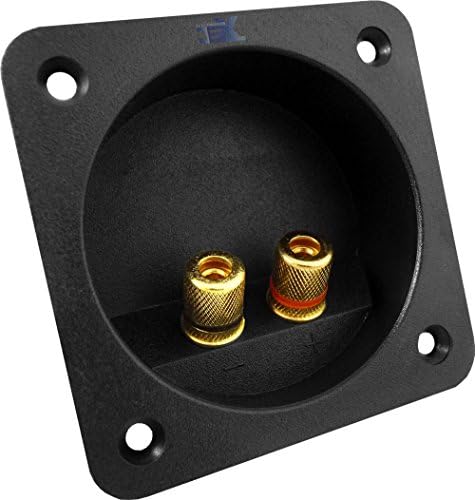 Jex Electronics Square Round Inner Recessed Speaker 2X Gold Plated Terminal Solid Metal Binding Post Plate for sub-woofer