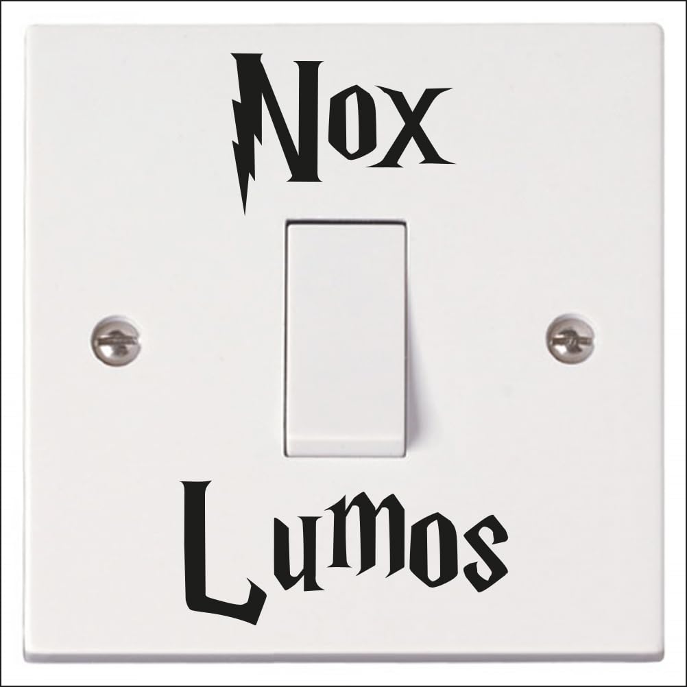 Nox Lumos ( Off On ) - Light Switch Stickers x2 - bedroom decor magic wizarding room kids wall decals - black, colour or glow-in-the-dark by SuperDuperDecor® - Black