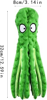 RAYITO Octopus Dog Toy No Stuffing Squeaky Crinkle for Small Medium Dogs Green view 2