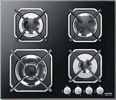 Lofra Gaskochfeld 60 cm breit Autark/Gasherd/Gas Kochfeld/Schwarz Gas/Einbauherd 4 Hochwertge Brennern/Gasfeld mit elektrisch
