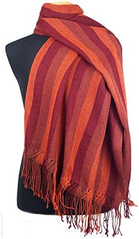 Alpaca Shawl "Melange" Hand Woven Fair Trade Bolivia - Orange