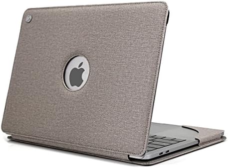 Maxace 13 Inch MacBook Pro with Retina Display (A1706/A1708 - Oct 2016 Release) Canvas PU Leather Folio Case Sleeve with Apple Logo Cutout Ash Brown