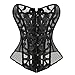 U-Pretty Sexy Punk Hot Gothic Mesh Fabric Hollow Out Overbust Bustier Corset(M(Waist: Around 24 inch), Black)