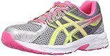 ASICS Women's Gel-Contend 3 Running Shoe, Steel Grey/Safety Yellow/Hot Pink, 8 M US