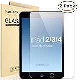 [2 Pack] iPad 2 3 4 Glass Screen Protector, MaxTeck 0.26mm 9H Tempered Shatterproof Glass Screen Protector Anti-Shatter Film for Apple iPad 2 / iPad 3 / iPad 4 - Lifetime Warranty