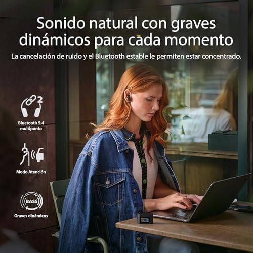 TAT6100BK - Auriculares inalámbricos con Funda de Carga Inteligente, cancelación de Ruido, 4 micrófonos, Graves dinámicos, Tiempo de reproducción de 28 Horas, Bluetooth 5.4, IPX5, Controles