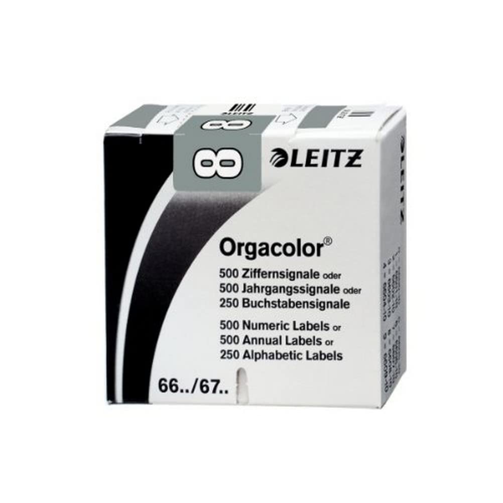 Leitz Orgacolor 66081000 Number Sign Cards "8" Pack of 500 Grey