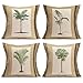 Aremetop Summer Tropical Throw Pillow Covers 18’’x18’’ Set of 4 Coconut Palm Tree Green Leaf Cotton Linen Decorative Couch Cushion Cover Throw Pillow Case Home Sofa Bedding Decorative