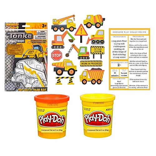 The Feel of Real CAT Tough Tracks Front Loader by CATERPILLAR Bundle Gift Set Includes 12 Pop-Up Stickers and Tonka Pop Outz Grab-Bag, 2 Playdohs with Dough Recipe Card great Gift for Ages 3+