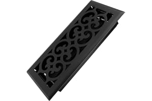Howeall 4x10 Inches Heavy Duty Walkable Floor Register Easy Adjust Air Supply Lever Floor Vents - Charlotte Design - Vent Cover for Home Floor - Matte Black