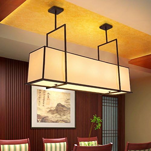 Kaitzen Chandelier Simple Creative Rectangle L Black Iron Fabric Living Room Bedroom Dining Room Lamps(Excluding Light Source), 120 * 30 * 80cm (e27*5) High Quality