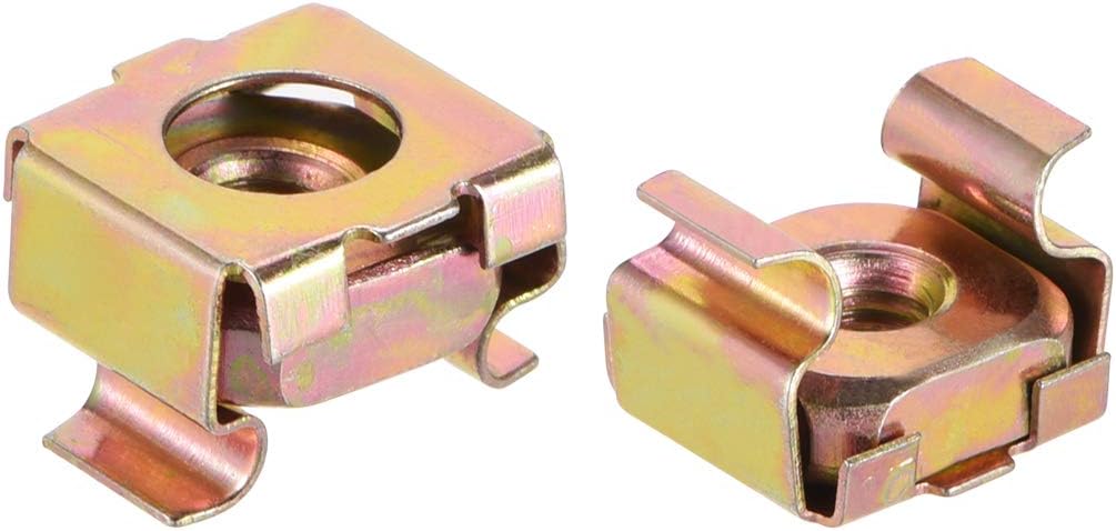 sourcing map M4 Cage Nuts for Server Rack Cabinet Carbon Steel Yellow Zinc Plated, Pack of 20