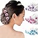 20pcs Rhinestone Rose Flower Hair Bobby Pin Crystal Bride Wedding Metal Hair Clip Decoration U Shape Jewelry Headpiece Accessories, Black