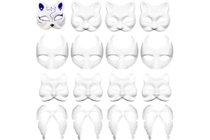 Lynkaye White Plain Masks,16 pcs DIY Unpainted Masquerade Masks Craft Mardi Gras Dance Cosplay Party Mask Costume (16 Pcs)