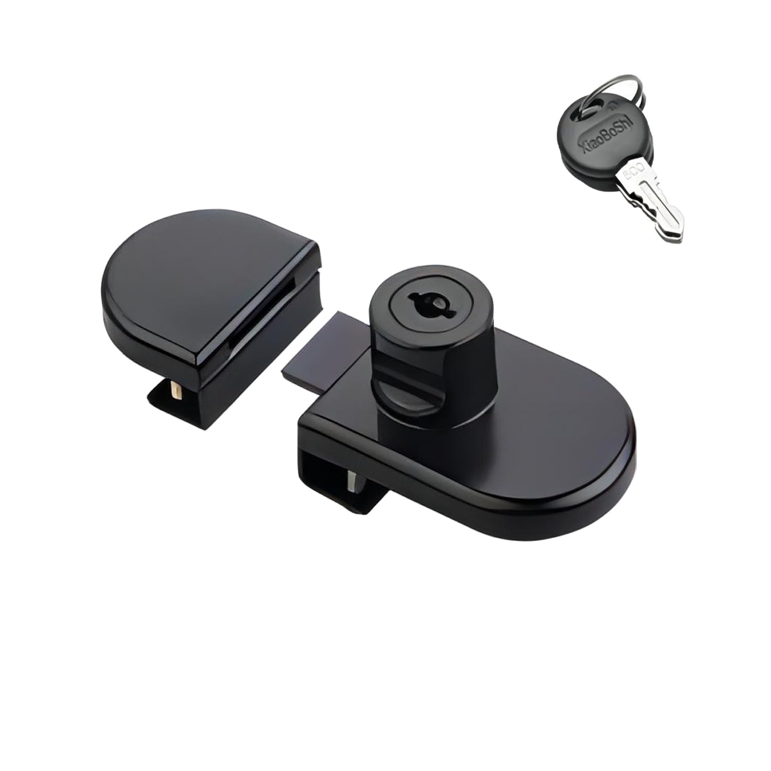 Qrity 1 x Glass Cabinet Locker Lock, Display Cabinet Security Lock with Key, No Drilling, for 5-8 mm Glass Door, Black