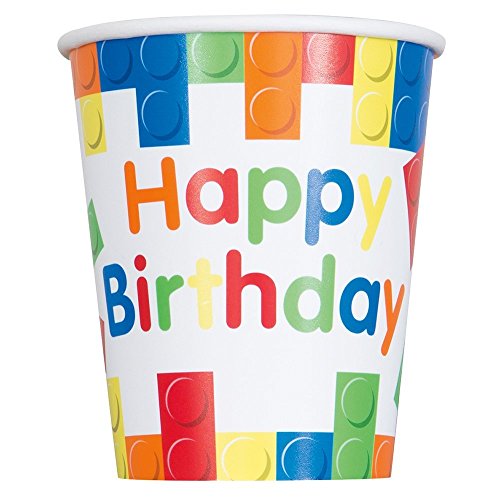Building Block Party Supplies | Includes Large Plates, Cups, Tablecloth, and Napkins | Perfect Tableware for Brick and Construction themed Birthday Parties | Boys Birthday Party Decorations Serves 16 - Thumbnail 7