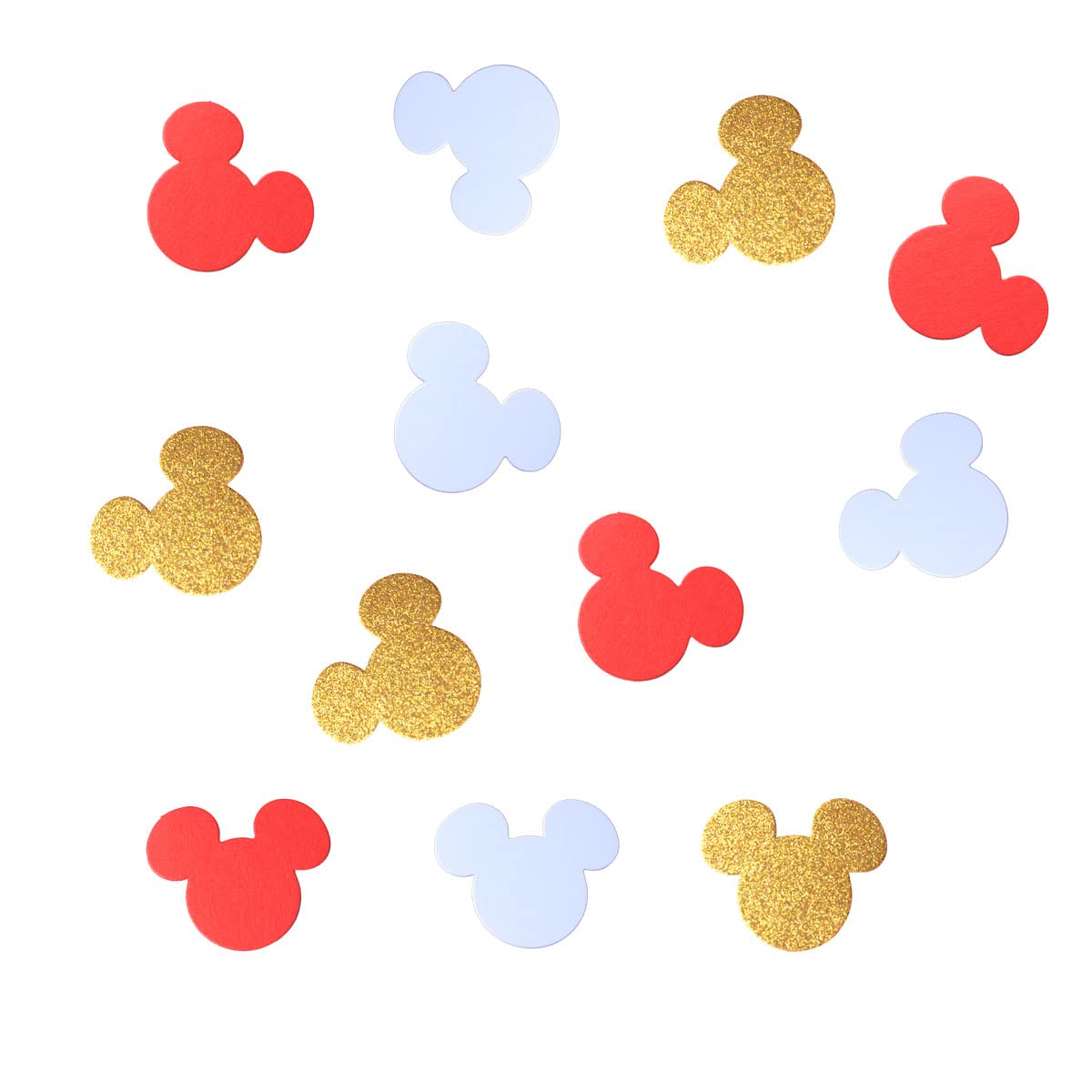 Photo 1 of 100 Pieces 2inch Mouse Head Confetti Boy or Girl Baby Shower Mouse Confetti First Birthday Supplies Decorations Table Decor (Red Gold White)