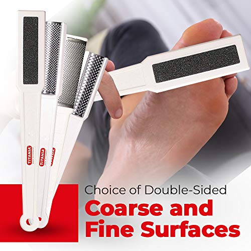 Titania Germany Callous Hard Skin Foot File - Premium Grade Professional Double Sided Dry Skin Remover W/Sapphire Pad & Stainless Steel Blades for Toes & Feet - Corn & Callus Removal for Men & Women