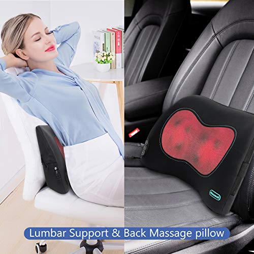 Atsuwell Shiatsu Lower Back Massager with Heat for Chair, Kneading Back Massage Pillow for Back Pain and Numbness Relief in Home Office and Car
