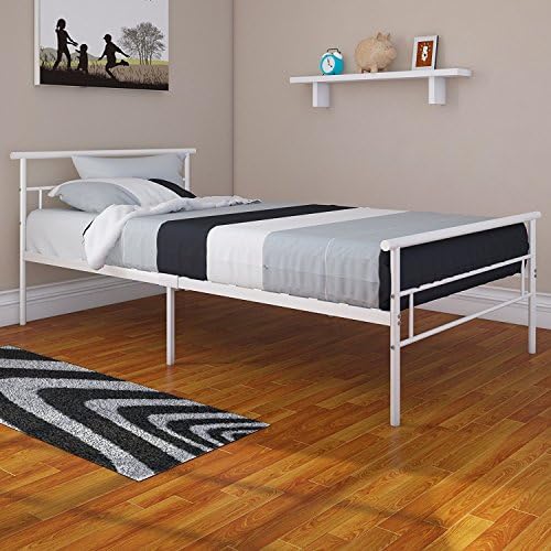 Rack Furniture Twin Metal Bed Frame - White
