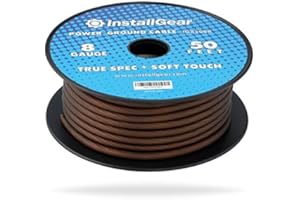 InstallGear 8 Gauge Wire (50ft) Copper Clad Aluminum CAA - Primary Automotive Wire, Car Amplifier Power & Ground Cable, Battery Cable, Car Audio Speaker Stereo, RV Trailer Wiring Welding Cable 8ga