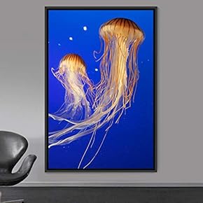 signwin Framed Canvas Wall Art Jellyfish Bedroom Colorful...