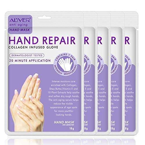 Hand Peel Mask 5 Pack, Moisturizing Gloves, Exfoliating Hand Peeling Mask, Hand Mask, Moisture Enhancing Gloves for Dry Hands, Repair Rough Skin Remove Dead Skin for Women or Men