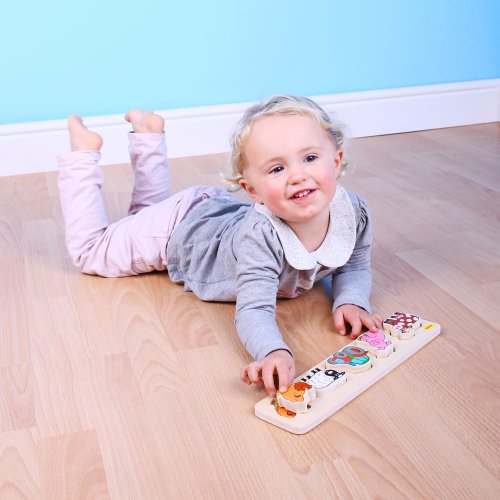 Bigjigs Toys BB014 Chunky Lift and Match Farm Puzzle