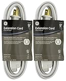2-PACK - GE Extension Cord, Indoor, White with Tamper Guard, 9ft