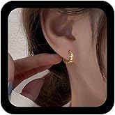 Iaceble Tiny Gold Hoop Huggie Earrings Textured Metal Hoop Earrings Small Round Huggie Earrings Minimalist Cartilage Hoop Earrings Jewelry for Women