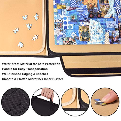1500 Pieces Jigsaw Puzzle Board, Portable Puzzle Board, Jigsaw Puzzle Table Board, Puzzle Keeper Puzzle Caddy with Sorting Trays & Detachable Board,Non-Slip Surface