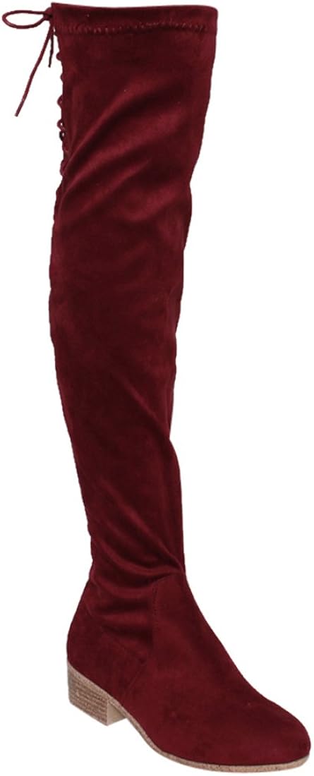 maroon boots knee high