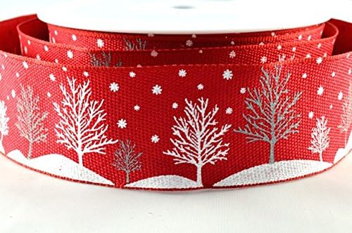 40mm Red Wired Christmas Tree and Snowflake Ribbon x 20 Metre Rolls!!