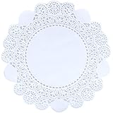 Premium disposable Rectangular paper doilies 250sheets -Non-Dust, Clean Cut, Simple design - Lace Doily : Party/Wedding- Table ware (ROUND - 5.5", pure WHITE)