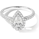 AGVANA Timeless Accord IGI Certified 1 Carat Pear-Cut Lab-Grown Diamond Engagement Ring for Women Anniversary Promise Wedding Ring in 14K Solid Gold (D-E Color, VS Clarity, 1.42 Ct. Tw)