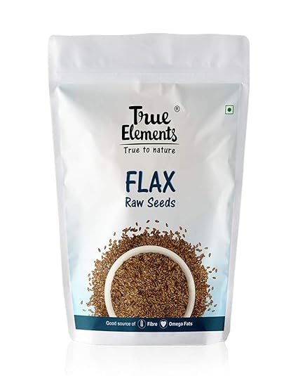 True Elements Raw Flax Seeds for Eating 500gm - Fibre Rich Alsi Seeds