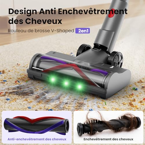 Circlio 600W/58000Pa/75min Cordless Vacuum Cleaner Powerful Wireless Vacuum Cleaner with Smart LED Display, Anti-Tangle Brush, Charging Station, for Carpets, Hard Floors, Pet Hair