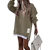 CHICME Womens Long Sleeve Zipper Slit Oversized Sweatshirt Casual Pullover Zipper Hoodies Fall Clothes