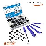 EZYKOO 420 pcs Auto Rivet Retainer Assortment-18 Popular Sizes Car Door Panel Clips Kit-Plastic Upholstery Fasteners for Honda GM Chrysler Nissan Ford -5 pcs Trim Removal Tool Kit