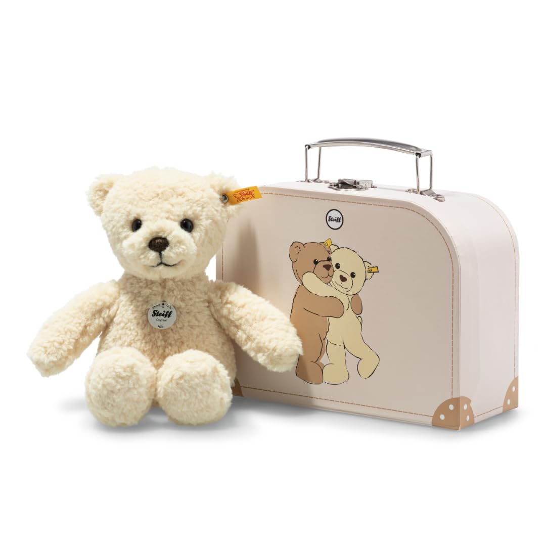 Steiff 114038 Mila Teddy bear 21 vanilla in suitcase, Autumn Blonde