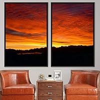 2 Piece Framed Canvas Wall Art Sunset in The Mountains Canvas Prints Home Artwork Decoration for Living Room,Bedroom - 16