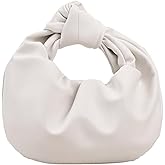 Women's Wrinkled Leather Cloud Shape Knotted Handbag Fashion Y2K Dumpling Underarm Hobo Clutch Purse for Party Shopping