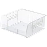 Akro-Mils 30235 AkroBins Plastic Storage Bins, Space-Saving Stackable Bins for Garage, Pantry, Craft Organization, 11" x 11" x 5", Clear, 6-Pack